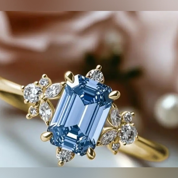 Ring Jewelry - 5/20 Elegant Blue and Gold Women's Ring Size 8